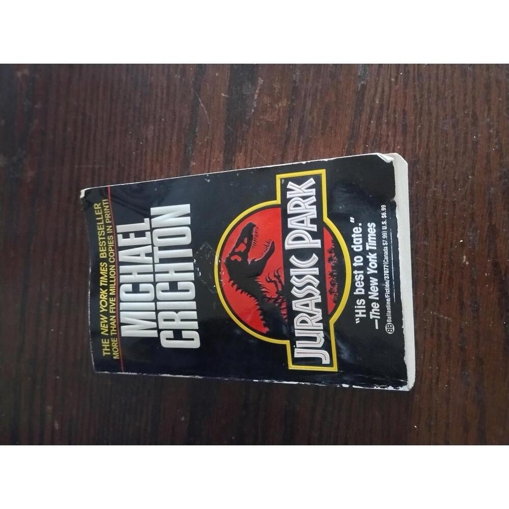 Jurassic Park by Michael Crichton, 1991 1st Ballantine‎ Paperback Book Edition